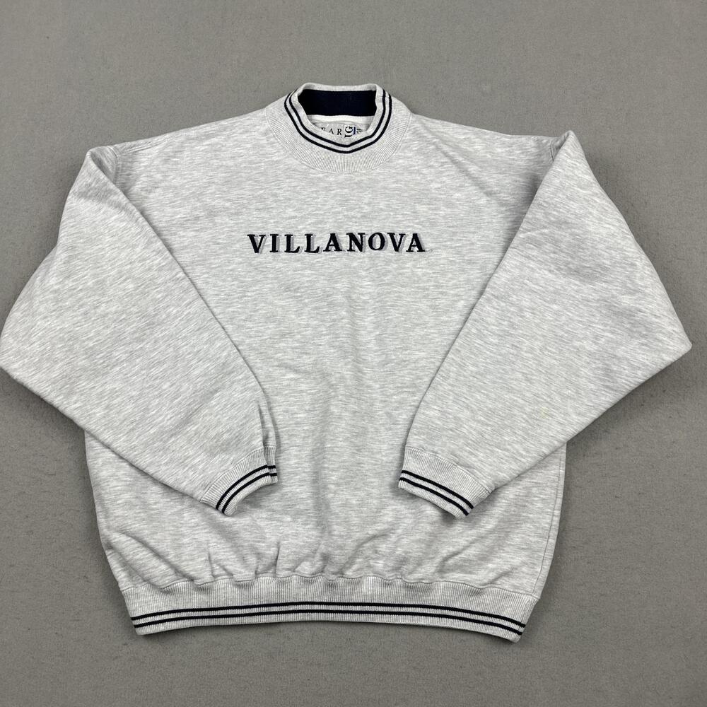 Vintage Villanova Sweatshirt Men Large Gray Basketball Crew Gear For Sports L